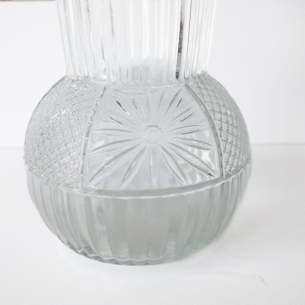Clear Glass Vase Ribbed Body Round Bottom Flower Home Decor Modern Farmhouse - Picture 4 of 7